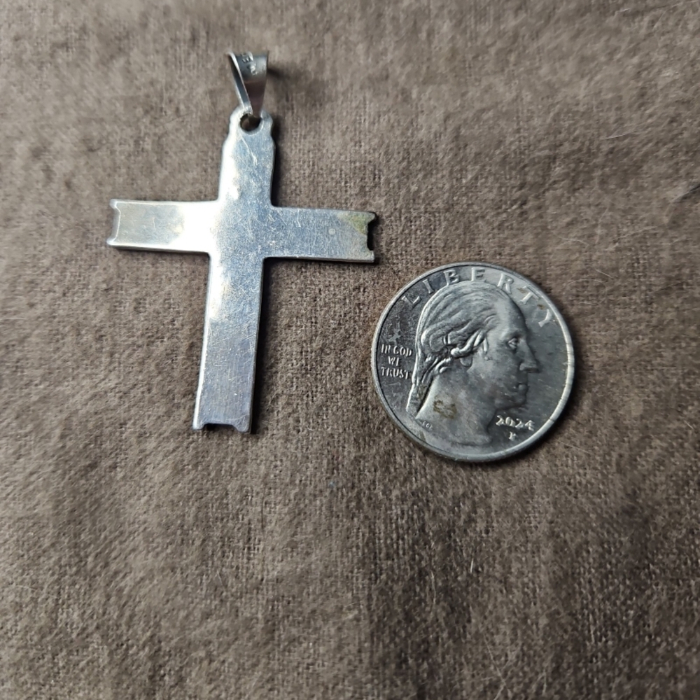 Sterling Silver 925 Studded Cross Pendant - Picture 2 of 3